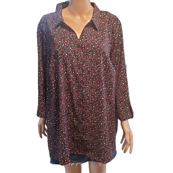 Catherine's 2X (22/24) Lot of 2 Lightweight Tunics Button Star/Geoemetric Print - Picture 2 of 16